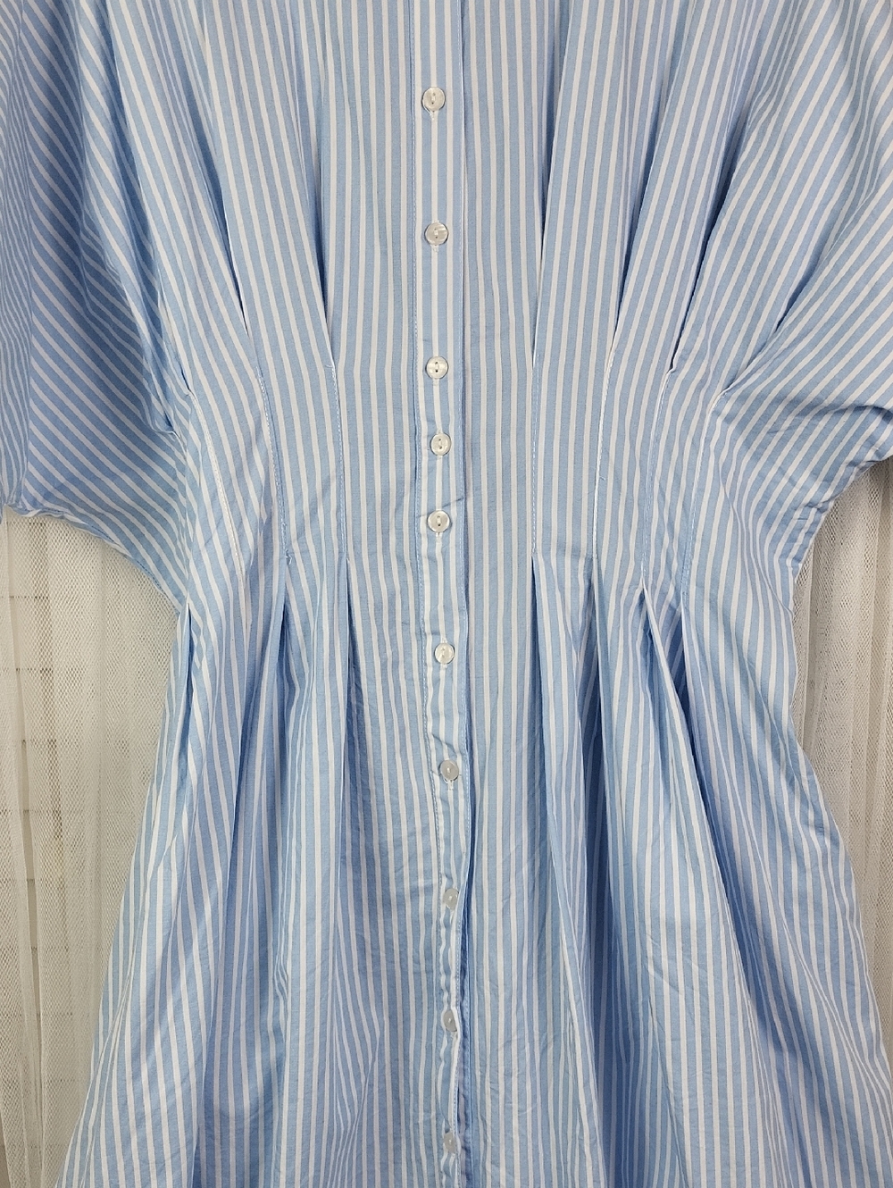 Meadow Rhodes Light Blue Striped Button-Front Dress 100% cotton. Size XL - Picture 7 of 9